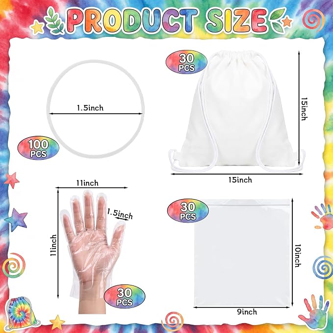 120 Pcs White Tie-Dye Cotton Drawstring Bags - Image 5