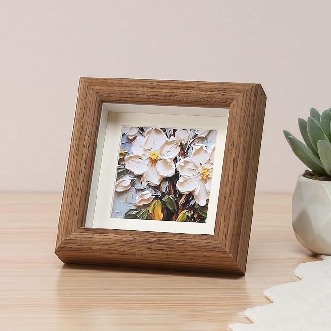 4x4 Shadow Box Picture Frame Real Glass Front, Small Shadow Box Frame Display - Image 2