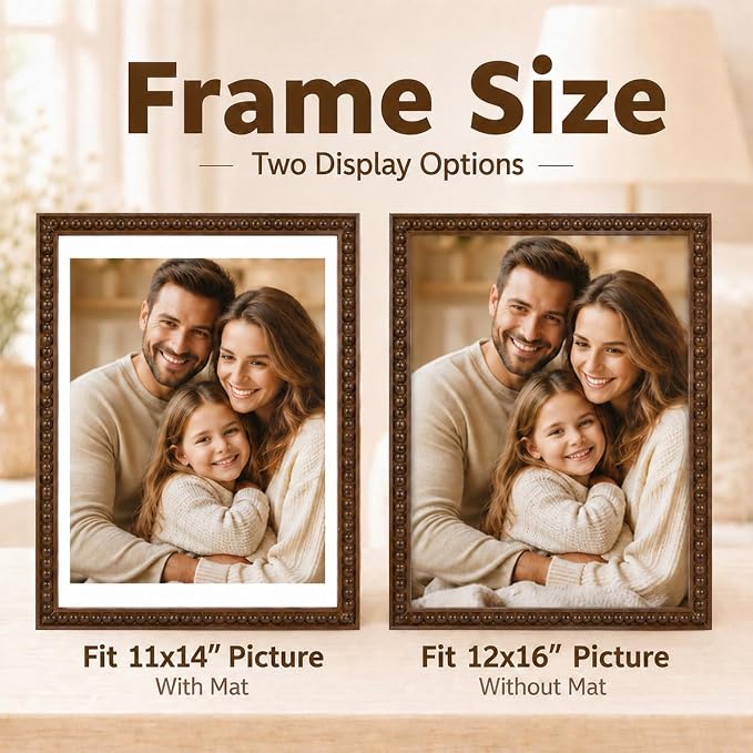 Solid Wood 12x16 Picture Frame Beaded Frame - Image 3