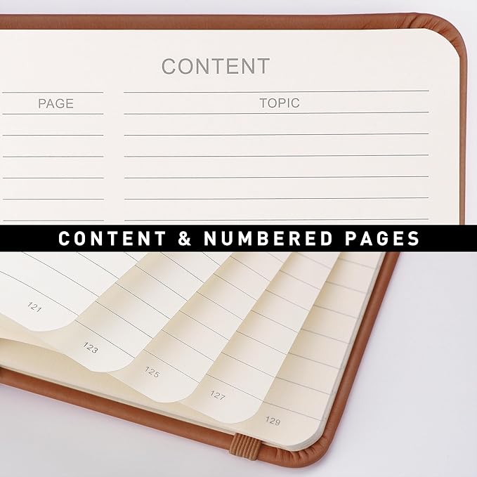 RETTACY Lined Journal Notebook, 192 Numbered Pages, A5 Size | Leather Hardcover - Image 4