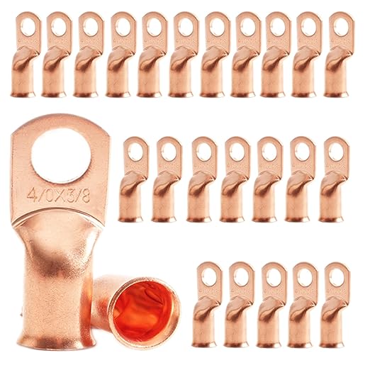 25pcs 4/0 AWG-3/8(M10) Battery Lugs,Ring Terminals,Terminal Connectors,Heavy Duty Cable Lugs,4/0 Gauge Copper Ring Terminals Battery Cable Ends