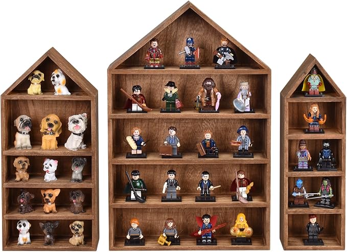 Ikee Design 3 Pcs Set House-Shaped Shelf Wooden Shadow Cubby Box Display Shelf - Image 3