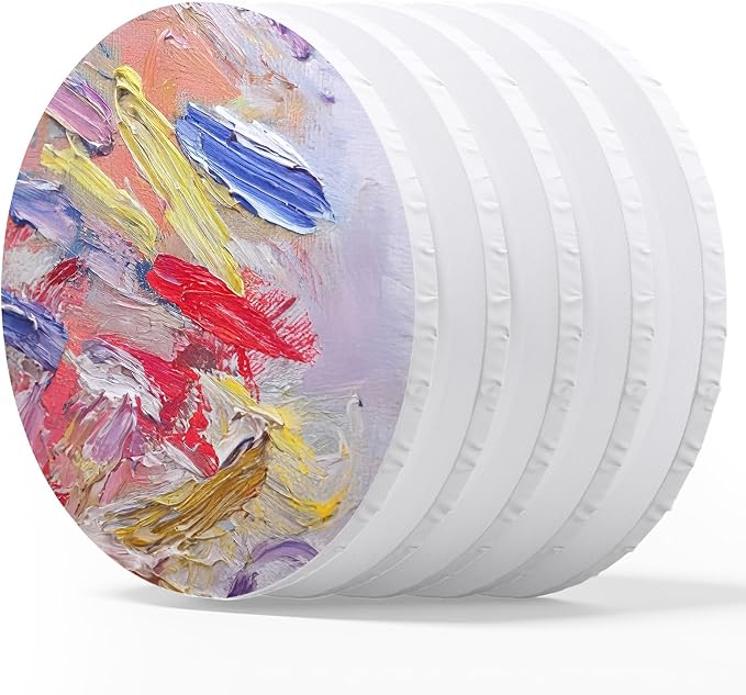 6 Pack 12 Inch Round Canvas Panels by Unknown