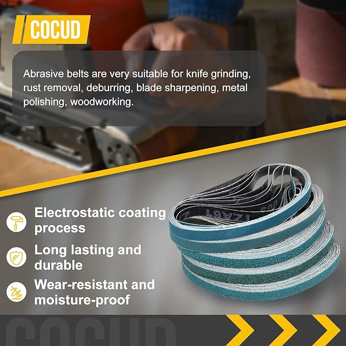 4 x 36 Inch Sanding Belt, 6 Pcs 36 Grit Zirconia Knife Sharpener Belts Work Sharpening for Belt Sander Knife Carving Tool Metal Working