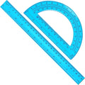 2 Packs 12 Inch Plastic Ruler and 6 Inch Plastic Protractor Set Clear Math Geometry Set Classroom Set Angle Detector School Supplies Classroom Ruler Home Office Drawings (Blue)