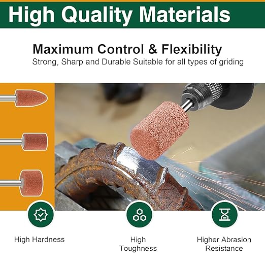 20 Pcs Wheel Sanding Kit, 1/8 Shank Aluminum Oxide Abrasive Wheels for Rotary Tools