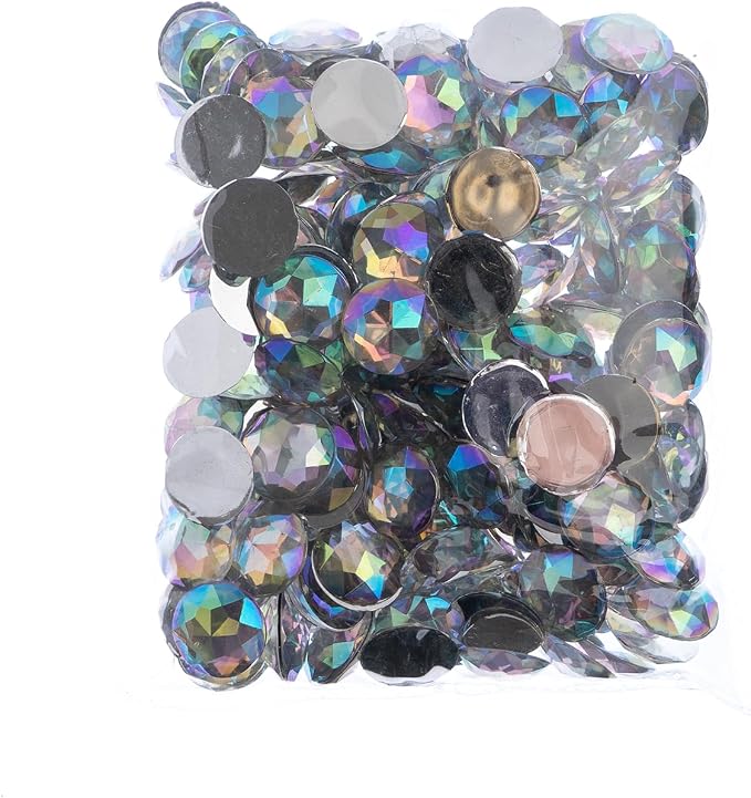 John Bead 200 Pieces 16mm, Crystal AB, Acrylic Round Flat Back Rhinestones - Image 2