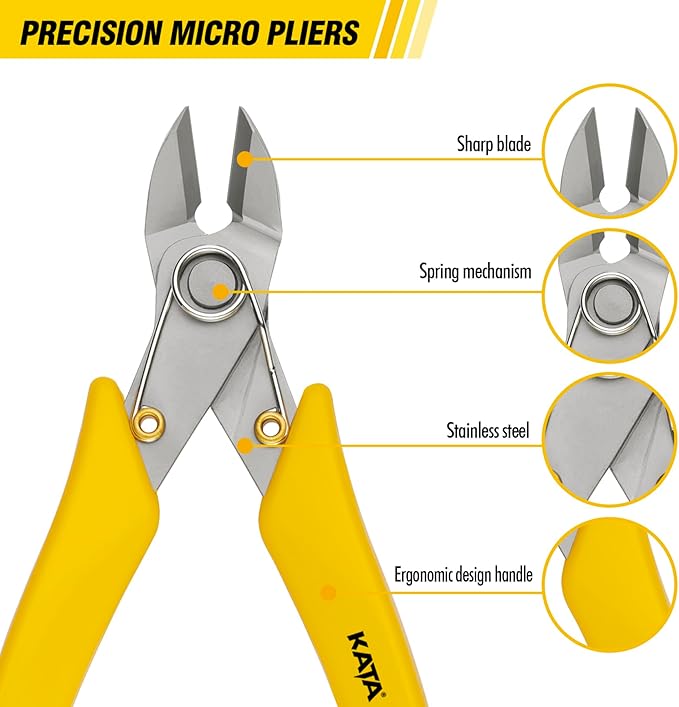 KATA 2Pack Micro Wire Cutters For Electronics Flush cutters, 6 Inch Precision Micro Cutters for Cut Precision Electronics, Jewelry, Soft Copper Wire, Cables