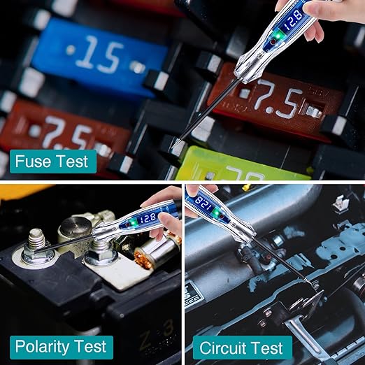 Automotive Test Light 3-60V DC Digital LED Circuit Tester, Heavy Duty Light Tester with Voltmeter, Auto Bidirectional Voltage Tester Electric Test Pen