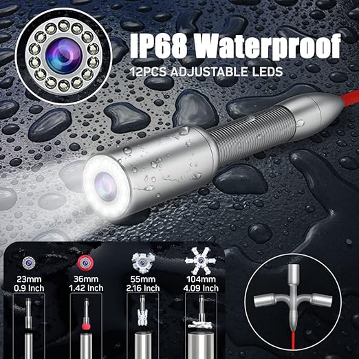 Sewer Camera Pipe Inspection Anysun Waterproof IP68 Plumbing Camera with DVR Recorder (Red-30M)
