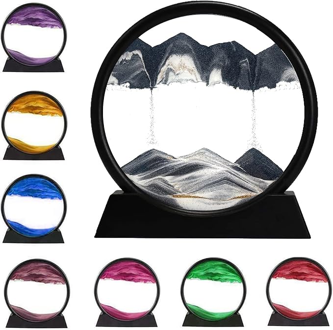 rysnwsu 3D Dynamic Sand Art Liquid Motion, Moving Sand Art Picture Round Glass by rysnwsu