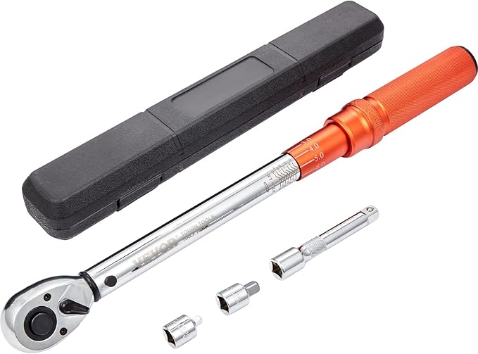 VEVOR Torque Wrench, 10-150ft.lb/14-204n.m 1/2-inch Drive Click Torque Wrench, Dual-Direction Adjustable Torque Wrench Set, Mechanical Dual Range Scales Torque Wrench Kit with Adapters Extension Rod