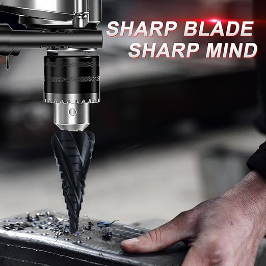 M35 Cobalt Step Drill Bit,Four Spiral Flute Step Drill Bit 3/16"-7/8" （12 Sizes ） Wear-Resistant TiAlN Coated,1/4" Hex Shank Drill for Metal, Stainless Steel, Aluminum, Plastic