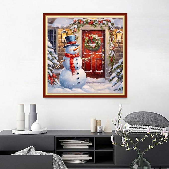 Joyhoor Cross Stitch Kit for Beginners, Pre-Printed Christmas Snowman Design - Image 2