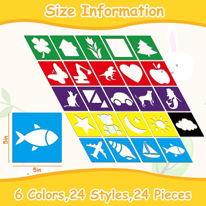 24 Piece Stencils for Kids Stencils for Painting Sidewalk Chalk Stencil Outdoor - Image 2