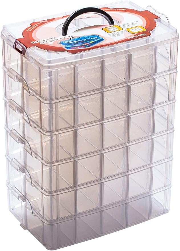 Sooyee 6 Layers Stackable Storage Container Clear 60 Adjustable Compartments by Sooyee