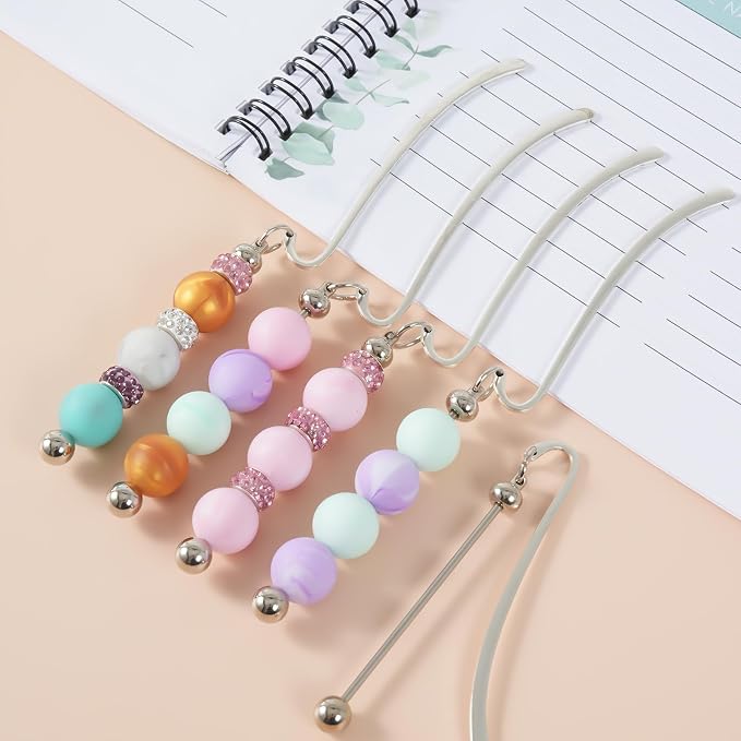 24 Pcs Beadable Bookmarks DIY Silver Metal Bar Bookmarks - Image 5