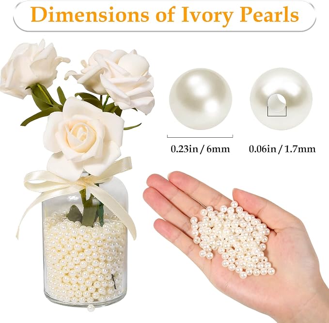 anezus Pearl Beads for Craft, 6 mm Small Sew on Pearl Beads - Image 3