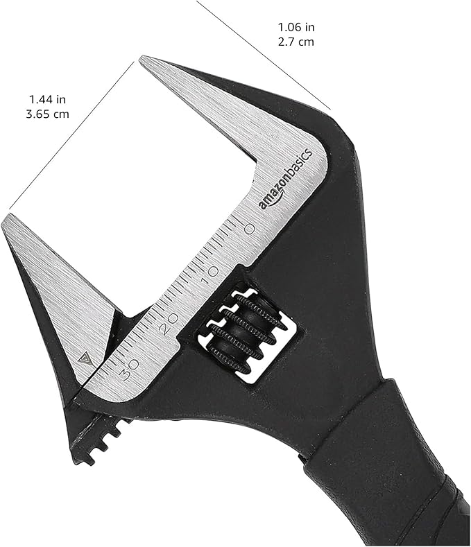 Amazon Basics Plumbing Adjustable Wrench with Soft Grip, Wide Mouth, 6.34 x 2.83 x 0.59 inches (LxWxH)