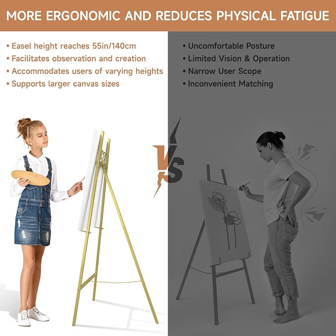 55" Gold Easel Stand for Sign, Heavy Duty Display Easel - Image 4