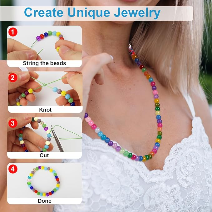 XSEINO About 1200PCS 6mm Original Color Glass Beads Bracelet Making Kit - Image 4
