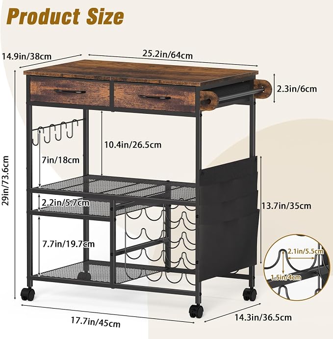Rolling Craft Cart with 16 Vinyl Roll Holders, Craft Workstation Table with - Image 2