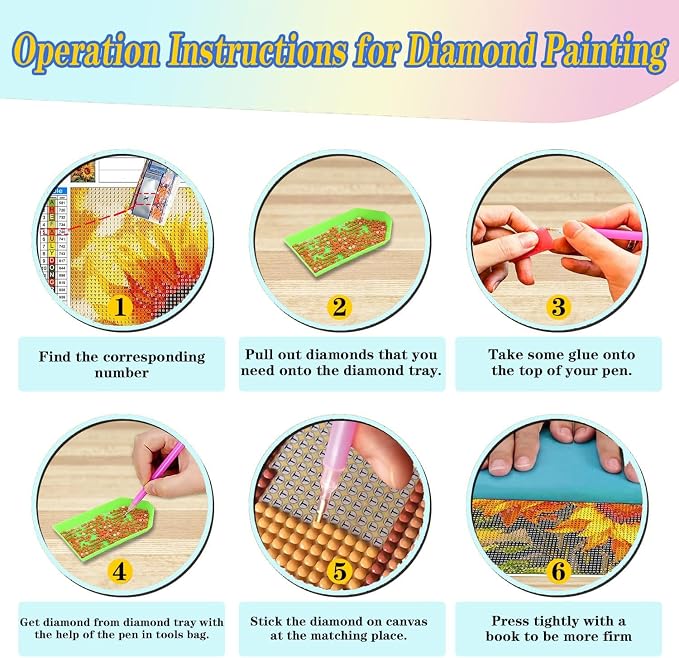 Flowers Diamond Art Kits for Adults, Full Drill Pink Diamond Painting Kits for - Image 7