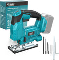 Jig Saw Compatible With Makita 18V Battery, Cordless Jigsaw Tool Brushless Motor With 6 Variable Speeds, 4 Orbital Sets, ±45° Bevel Cuts, LED Light and 6PCS Blades For Cutting (Without Battery)