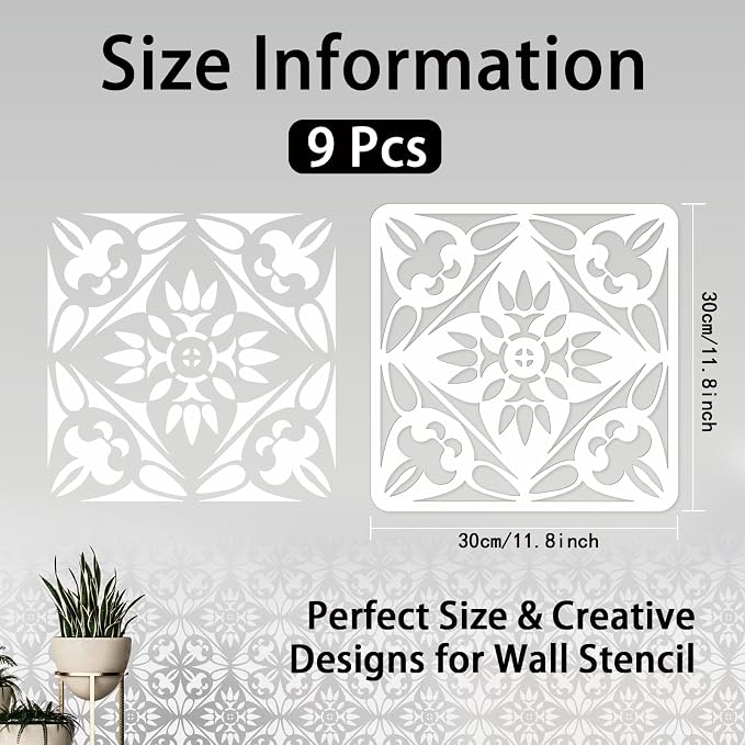 INFUNLY 9PCS/Set Mandala Flowers Wall Stencils - Image 2