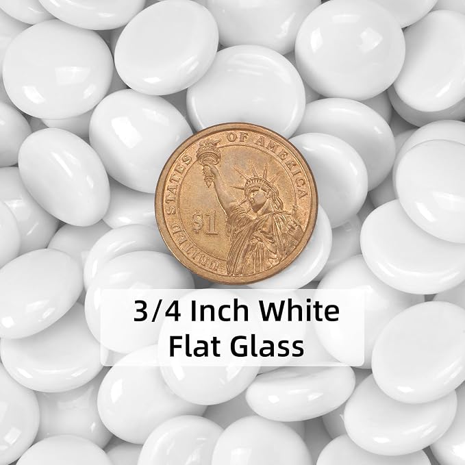 10LB White Flat Glass Marbles for Vases, Gemstone Beads Vase Filler Decorative - Image 2