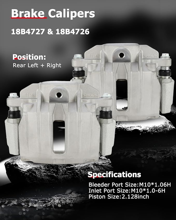cciyu Rear Left + Right Brake Calipers With Bracket 18B4727 18B4726 For Cadillac 2000-2002 For Chevrolet 1999-2005 For GMC 1999-2005 (2PCS)