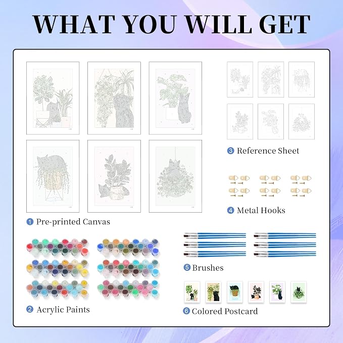 6 Pack Paint by Numbers Kit for Adults Beginner - Image 5