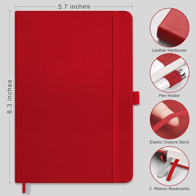 RETTACY Lined Journal Notebook, 192 Numbered Pages, A5 Size | Leather Hardcover - Image 2
