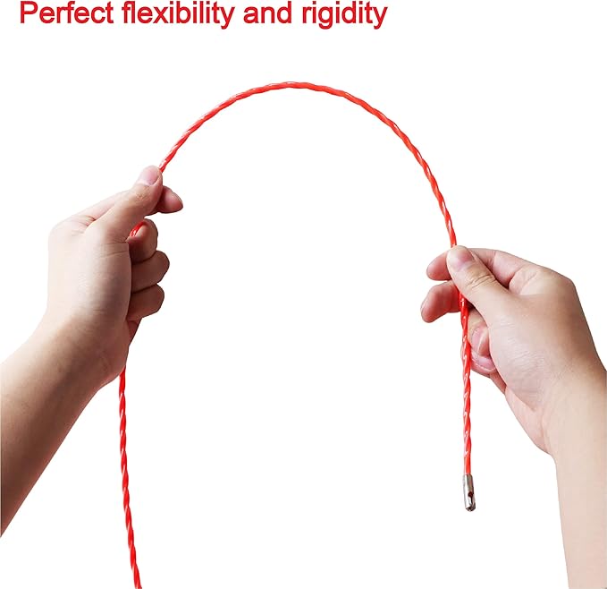 128 FT Fish Tape Wire Puller Through Wall Wire Threader Fish plus Fish Cable Fastener