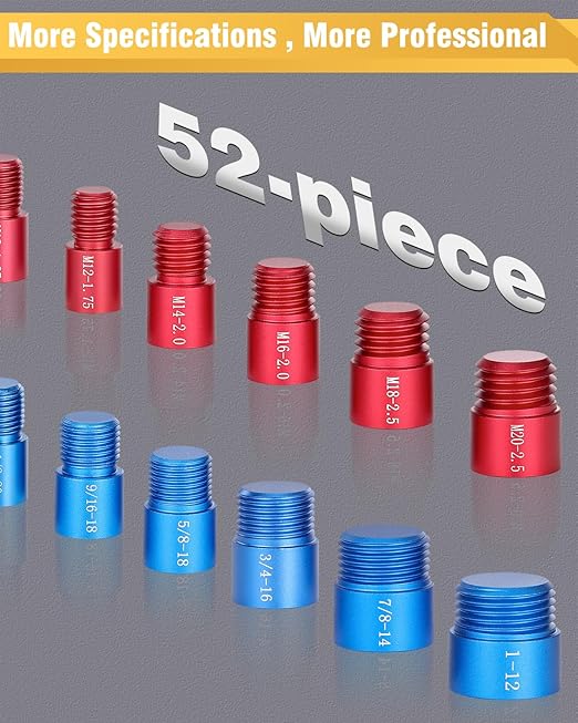 Thread Checker, 52pcs Nut and Bolt Thread Checker, 28 Inch & 24 Metric Box Set Thread Gauge, Bolt Size Finder for Size Check on Tricky and Narrow Area