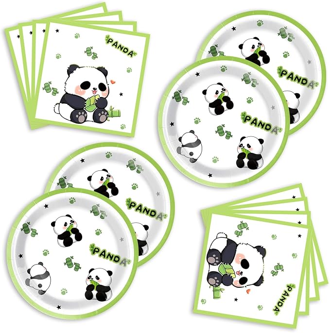 40Pcs Panda Birthday Decorations Cute Cartoon Animal Panda Themed Baby Shower by Unknown