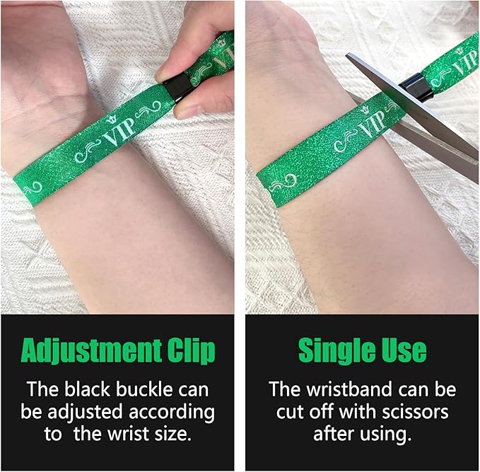 100 Pcs VIP Cloth Event Wristband, Disposable VIP Wristbands for Events, Colored VIP Wristbands Events,for Lightweight Concert,Club Entrance Wrist Strap Party Wristband Event (Color : Green)