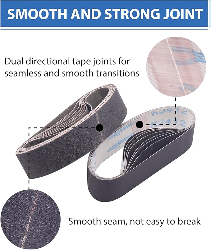 Taokyid 24 Pcs 1.2 x 13 Inch Replacement Knife Sharpener Sanding Belt, 330x30mm Silicon Carbide Sanding Belt - 3 Pcs Each of 120 240 400 600 800 1000 Grits 1.2"x 13" Sanding Belts