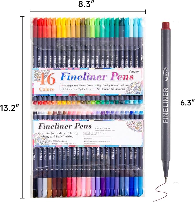 Vanstek 46 Pack Journal Planner Colored Pens, Fineliner Pens - Image 8