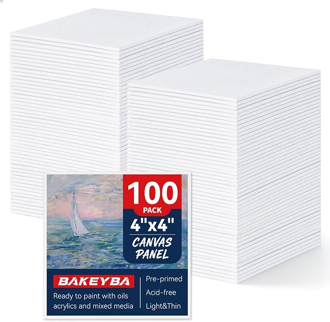 100 Pack 4x4 Inch Mini Canvas Boards by Unknown