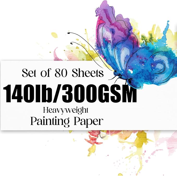 Watercolor Paper 9x12 inches 80 Sheets, Heavyweight Artist Paper 140lb/300GSM - Image 2