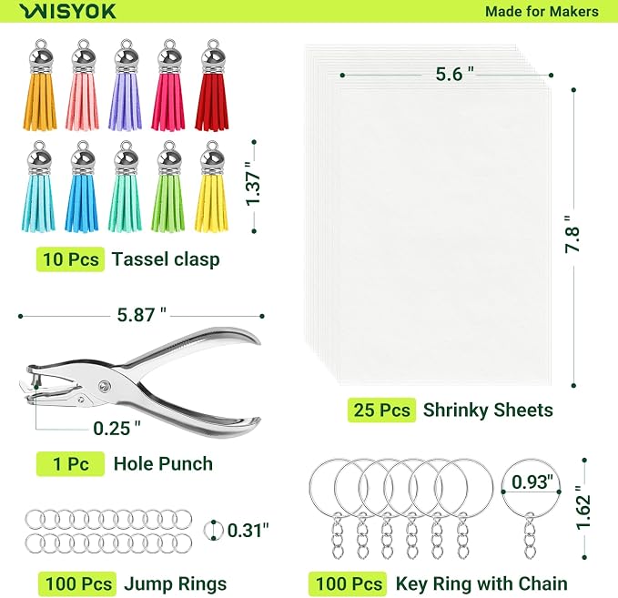 WISYOK 236Pcs Shrinky Film Kit, Shrink Plastic Sheets kit - Image 3