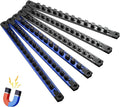Magnetic Socket Organizer - 6-Piece Heavy Duty Aluminum Socket Holder with 80 Clips for 1/2, 3/8, 1/4-Inch (Black & Blue)