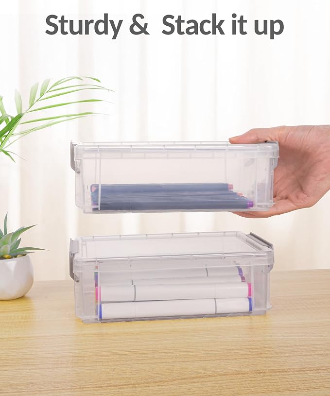 Sooez 6 Pack Extra Large Pencil Box, Plastic Pencil Case Crayon Box Bulk - Image 3