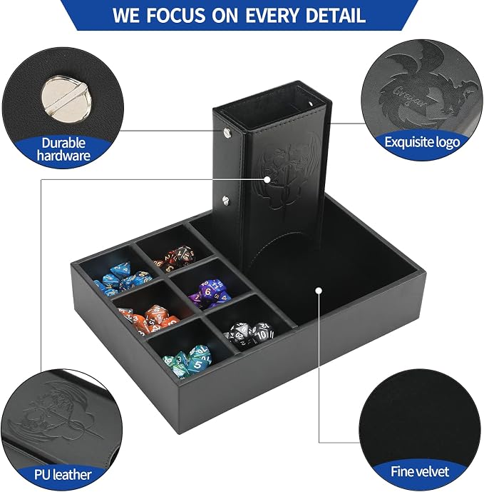 Grajar 3 in 1 Dice Tray with Lid, Portable Dice Box Storage, DND Dice Holder - Image 5