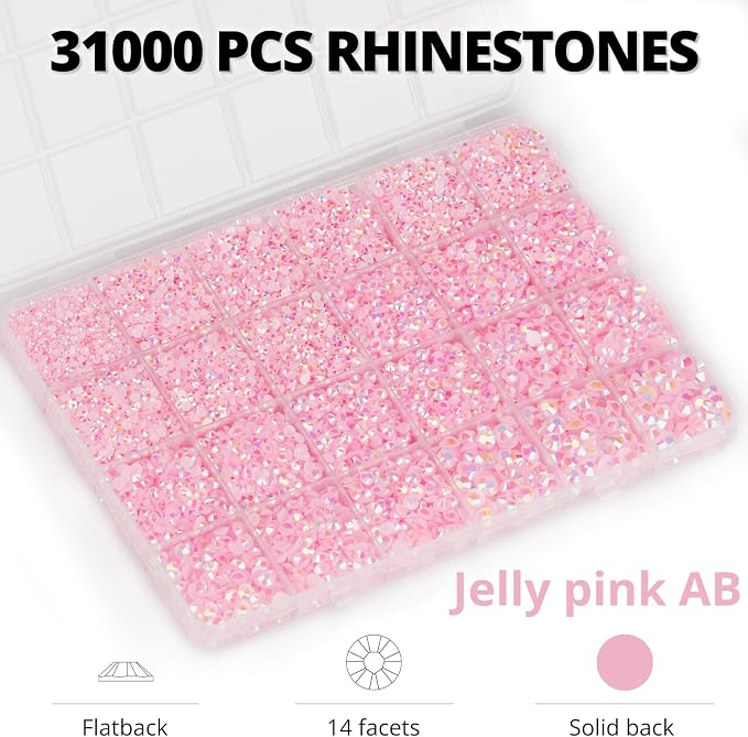 33000Pcs Pink Rhinestones for Bedazzling, 6mm Light Pink Flatback Gems - Image 3