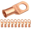 SELTERM 10pcs 1/0 AWG - 1/2" Stud (Wide Pad) - Battery Lugs, Heavy Duty Wire Lugs, Ring Terminals, Battery Cable Ends,0 Gauge Terminals, UL Bare Copper Eyelets Electrical Battery Terminal Connectors