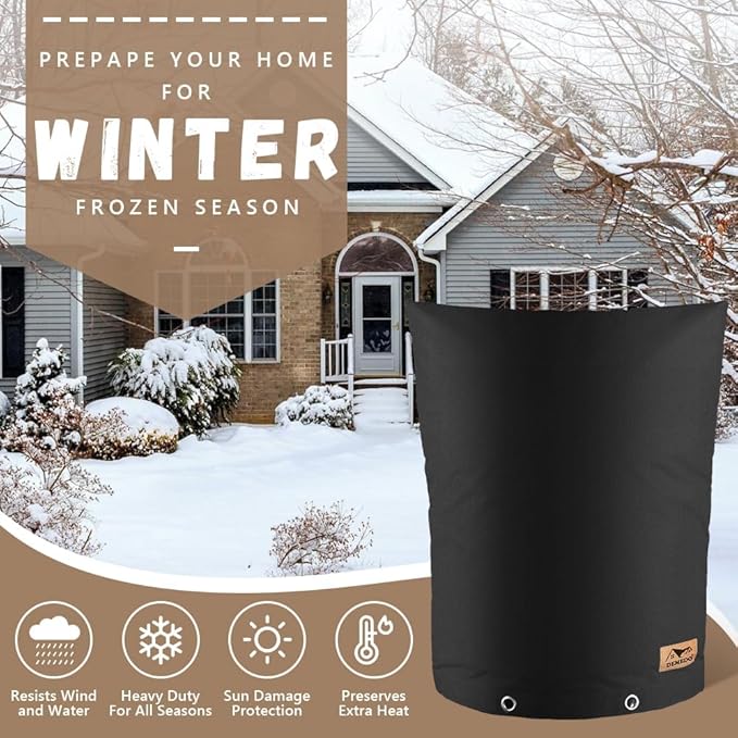 Backflow Preventer Insulation Cover - Water Pipe Insulation Sprinkler Cover for Outside - Insulated Backflow Cover Pouch for Irrigation Back Flow Valve in Winter or Sun Exposure (18"W x 34"H, BLACK)