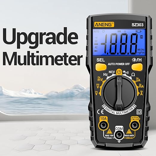 Digital Multimeter Tester, Ohm Volt Amp Test Meter, DC AC Voltmeter and Continuity Test Diode Voltage Tester for Automotive Battery Test Household Outlet (Black)