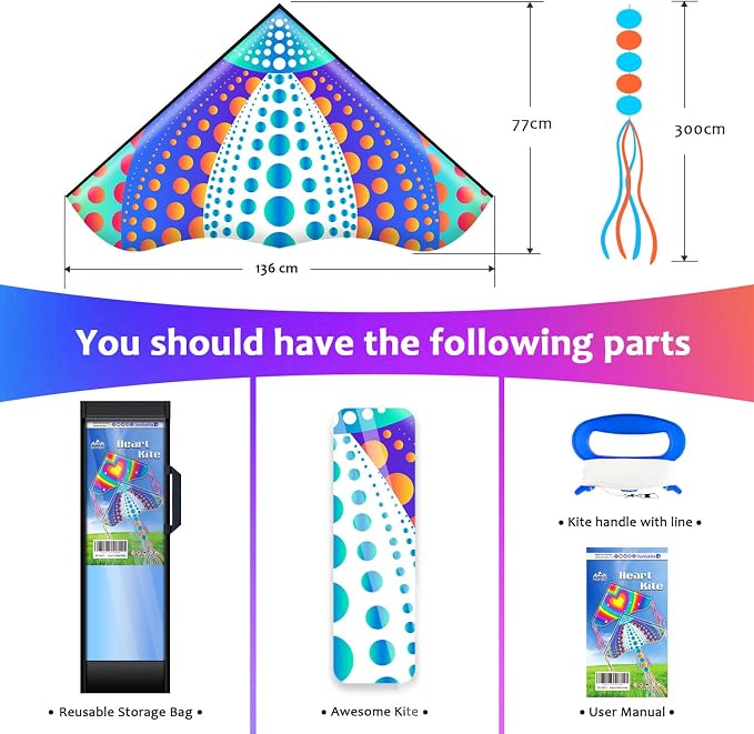 HONBO Large Delta Kite for Kids & Adults, Extremely Easy to Fly Kite for Beach - Image 6